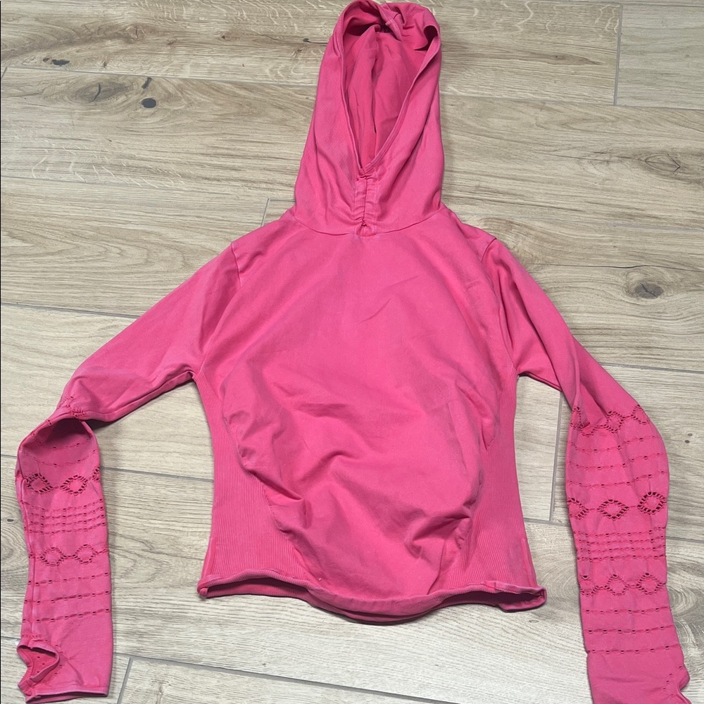 Free People Fuchsia Hooded Sweatshirt
